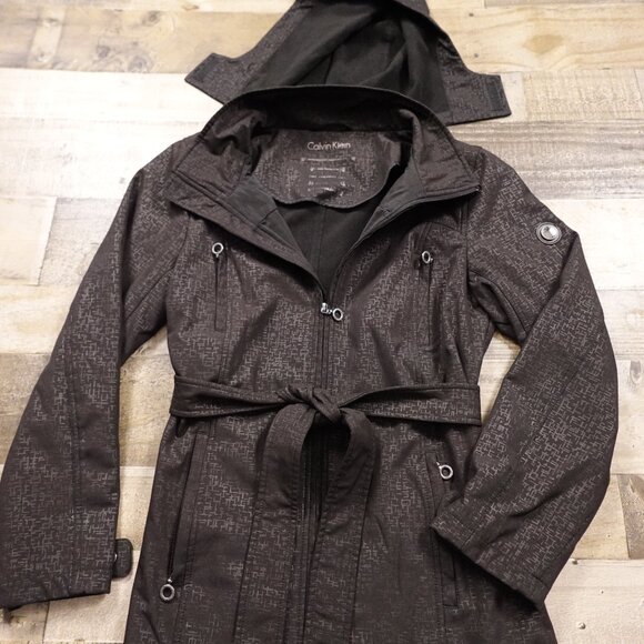 Calvin Klein Women's Softshell Belted Jacket Water Resistant Windbreaker Small - Picture 6 of 16